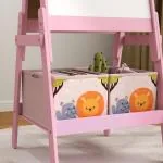 Staffli Rittavla Rosa av Trä för Barn 3-8 År 2-i-1 Dubbelsidig Tavla med Whiteboard och Förvaring