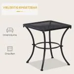 Sidobord Trädgårdsbord Svart Metall Balkongbord Soffbord för Terrass och Trädgård 45 X 45 X 50 Cm