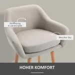 Barpallar Kökspallar Set om 2 Beige av Linne och Bokträ för Kök och Bar Bistropall med Sittdynor och Fotstöd Bekväm Design