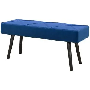 Stoppad Sängbänk, Sammetslook, Blå, 100 x 36 x 45 cm