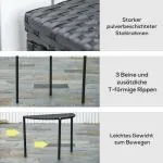 Halvrunt Balkongbord Konstrotting Smidigt Sidobord Platsbesparande Väderbeständig Svart 100 X 50 X 74 Cm
