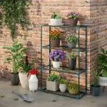 Blomhylla i Metall 2-Pack, Dekorativ Växtställning med 4 Våningar, Platsbesparande Blomställ för Balkong, Grön, 70 x 27 x 110 cm