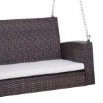 Hängande Trädgårdsbänk i Konstrotting, 2-Sitsig Gungbänk för Avkoppling, Väderbeständig Hängsoffa för Veranda, Brun, 127 x 57,5 x 60 cm