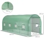 Filmväxthus Tomatväxthus med Fönster 500 X 200 X 210 Cm Polytunnel för Trädgårds- och Växtodling Grön