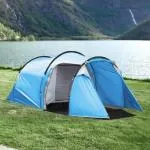 Tunneltält Campingtält Ljusblå av Glasfiber och Polyester för Utomhusäventyr 2-3 Personer med Pinnar Vattentät 426 x 206 x 154 cm