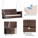Hängande Trädgårdsbänk i Konstrotting, 2-Sitsig Gungbänk för Avkoppling, Väderbeständig Hängsoffa för Veranda, Brun, 127 x 57,5 x 60 cm