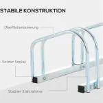 Cykelställ för 5 Cyklar, Robust Parkeringsställ för Golv eller Vägg, Väderbeständig Förvaring av Cyklar, Silver, 145 x 33 x 27 cm
