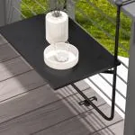 Balkongbord Hängbord Svart av Metall för Balkong och Terrass Fällbart och 3-Vägs Höjdjusterbart upp till 15 kg 62 x 60 cm