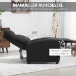TV-Stol Relaxstol Svart av Linnelook och Metall för Vardagsrum Stoppad Fåtölj med Liggfunktion och Fotstöd