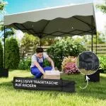 Lusthus Paviljong Pop-Up Partytält Krämvit av Polyester och Metall för Camping och Trädgård Vintertätt Tält med Väska 3 x 3 m