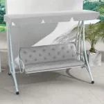 Bänkdyna Sittdyna med Remmar Ljusgrå av Tyg för Trädgårdsmöbler och Verandagunga Stolsdyna Utomhus Inomhus 150 x 98 x 8 cm