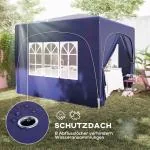 Lusthus Paviljong Pop-Up Partytält Mörkblå av Polyester och Metall för Camping och Trädgårdsfester Vintertätt Tält med 4 Sidoväggar UV50+ 3 x 3 m