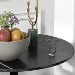 Matbord Köksbord Svart av Stål och MDF för Kök och Matsal Runt Bord för 2 Personer Ø 70 x 74 cm