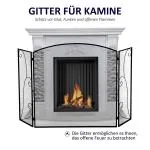 Eldstadsgaller Gnistskydd Svart av Metall för Eldstad och Ugn 3 Paneler Fällbart Skyddsgaller Säkert Eldstadsområde 132,5 x 76,5 cm