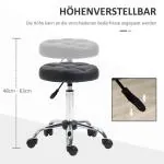 Rullpallar för Salong 2-Pack, Justerbara Snurrpallar i Konstläder, Bekväm Arbetsstol för Frisör och Klinik, Svart, 35,5 x 48-63 cm