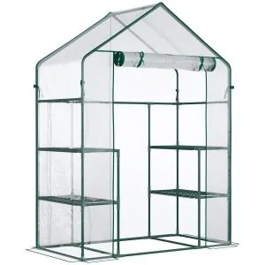 Walk-in Växthus för Tomater, Rymligt Drivhus med 6 Hyllor, Skyddar Växter mot Kyla och Skadedjur, Transparent, 142 x 73 x 195 cm