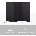 Rumsavdelare, 3-panelers Sekretessskärm, Metallram, Svart