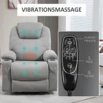 TV-Stol Ståhjälp Ljusgrå av Tyg och Metall för Avkoppling Elektrisk Avslappningsstol med Liggfunktion och Värmefunktion Massage