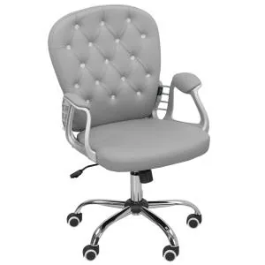 Ergonomisk Kontorsstol med Armstöd och Vadderat Ryggstöd, Ljusgrå