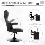 Ergonomisk Gamingstol med Gungfunktion, Bekväm Kontorsstol i Konstläder, Höj- och Sänkbar Sits för Spel och Arbete, Svart