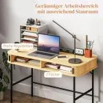 Skrivbord Datorbord Ek av Stål och Trä för Studiekontor Arbetsbord med Förvaringsutrymme och Hylla 120 x 60 x 76,5 cm