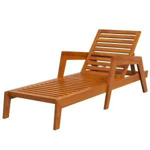 Solstol Solsäng Natur av Trä för Balkong och Terrass Väderbeständig Trädgårdssäng Lastkapacitet upp till 120 kg 66 x 190 x 73,5 cm