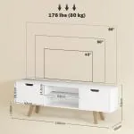 TV-Bänk TV-Skåp Vit av Trä för Vardagsrum Lowboard med 2 Skåp och Hyllor upp till 65 Tum 150 x 39 x 50 cm