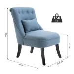 TV-Fåtölj i Blått Linnetyg, Bekväm Relaxstol med Ryggkudde och Träben, Elegant Vilostol för Vardagsrum, Blå, 52,5 x 69 x 77 cm