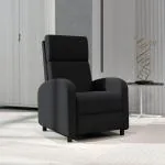 Relaxfåtölj med Liggyta och Justerbart Ryggstöd samt Fotstöd för Vardagsrum Ergonomisk och Bekväm Svart Konstläder