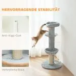 Klösträd Flera Våningar Ljusgrå Sisal och Plysch för Katter Klösmöbel med Hängande Lekboll Stabil och Rolig Lekplats 135 cm