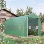 Filmväxthus Tomatväxthus med Fönster 500 X 200 X 210 Cm Polytunnel för Trädgårds- och Växtodling Grön