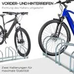 Cykelställ för 5 Cyklar, Robust Parkeringsställ för Golv eller Vägg, Väderbeständig Förvaring av Cyklar, Silver, 145 x 33 x 27 cm