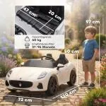 Maserati Elbil för Barn 2-sits med 12V Batteridrift och Fjärrkontroll samt LED och Musik Hållbar och Säker Vit Plast för Lek och Motion