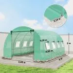 Växthus Tunnel Grön PE-plast och Stål för Trädgård Odlingshus 12 kvm med Dörrar och Fönster Väderbeständigt Skydd 400x300x200 cm