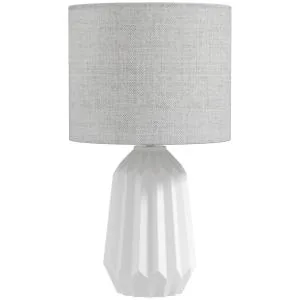 Bordslampa Klassisk Vit Linnetyg och Keramik för Sovrum och Vardagsrum Sänglampa med Strömbrytare på Sladden Elegant Inredning 39 cm