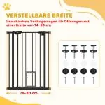 Hundgrind Stabil Svart Stål för Trappa och Dörr med Självstängande Dörr och Dubbelt Lås Säkerhetsgrind för Hemmet Höjd 104 cm