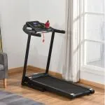 Hopfällbart Löpband, Elektriskt 500 W, 1–12 km/h, LED-display, Mugghållare och Mobiltelefonstöd, för Hemgym, Svart, 134 x 60 x 118 cm