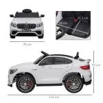 Elbil för Barn Mercedes-Benz AMG GLC63S Lyxig Leksaksbil med Fjärrkontroll och Dubbla Motorer Vit 115 X 70 X 55 Cm