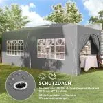 Lusthus Paviljong Pop-Up Partytält Ljusgrå av Polyester och Metall för Trädgård och Camping Vintertätt Tält med 6 Sidopaneler 3 x 6 m