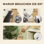 Skrapstolpe Klösmöbel Brun av Jute och Plysch för Katter 2-i-1 Liten Klösmöbel med Fjäder 78 cm