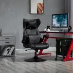 Ergonomisk Gamingstol med Gungfunktion, Bekväm Kontorsstol i Konstläder, Höj- och Sänkbar Sits för Spel och Arbete, Svart