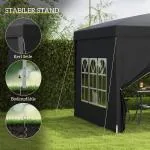Lusthus Paviljong Pop-Up Partytält Svart av Polyester och Metall för Trädgård och Camping Vattentåligt Gazebo med UV-Skydd 3 x 3 m