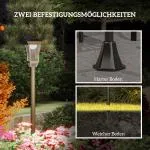 Sollampa för Trädgård med LED och Ljussensor för Utomhusbelysning Hållbar och Vattentät Svart Plast och Metall IP44 127 cm