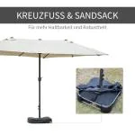 Dubbelt Parasoll med Vev, Extra Stort Solskydd för Terrass och Trädgård, Stabil Konstruktion med Kryssfot, Krämvit, 460 x 270 x 240 cm