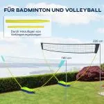 Badmintonset Volleybollnät Svart av Plast och Metall för Inomhus och Utomhus 2-i-1 Nät med Stativ och Bärväska Justerbart