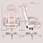 Gamingstol Spelstol Rosa av Konstläder och Metall för Kontor Ergonomisk med Fotstöd och Ländkudde 120 kg