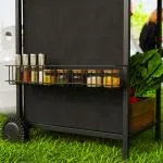 Gasgrill 7 KW Grillvagn med 3 Brännare, Side Cooker och Rulllås, Svart, 107x54x96 cm