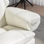 Relaxfåtölj TV-Fåtölj med Pall och Liggfunktion Krämvit av Konstläder och Trä för Vardagsrum Roterande Fåtölj 150 kg