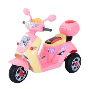 Elmotorcykel för Barn Elbil Trehjuling Barnfordon 6 V Säker och Rolig Leksak Metall och PP Rosa Gul 108 X 51 X 75 Cm