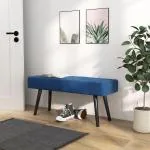 Stoppad Sängbänk, Sammetslook, Blå, 100 x 36 x 45 cm